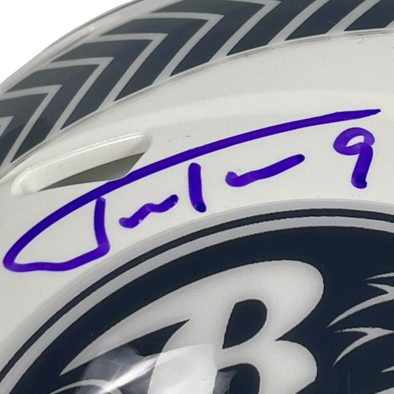 Justin Tucker Signed Baltimore Ravens 2024 Salute to Service Mini Helmet BAS