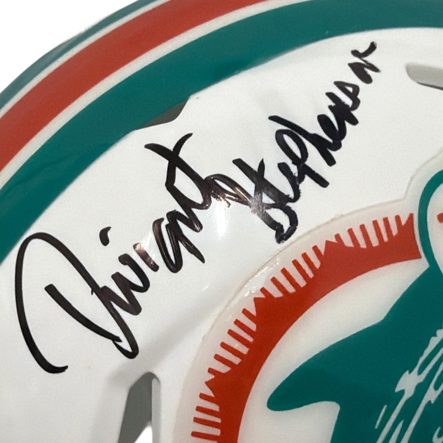 Dwight Stephenson Signed Miami Dolphins Throwback Mini Helmet HOF 98 JSA