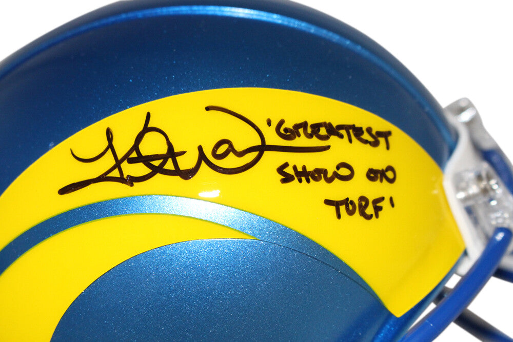 Kurt Warner Signed Los Angeles Rams VSR4 Mini Helmet "Greatest Show on Turf"