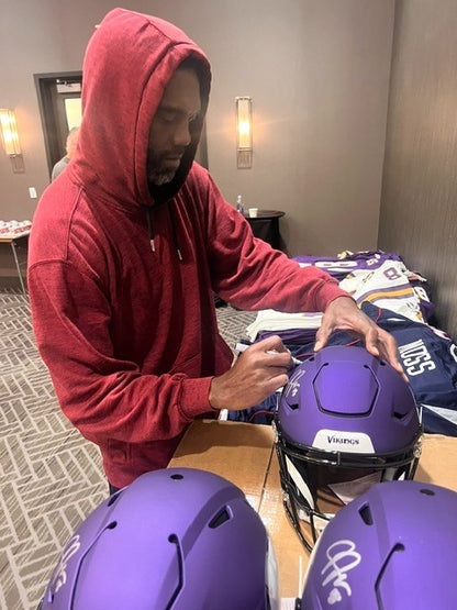 Randy Moss & Justin Jefferson Autographed Minnesota Vikings SpeedFlex Helmet