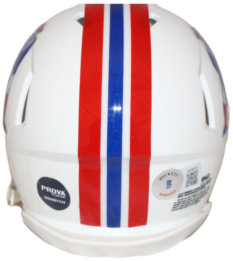 Ty Law Signed New England Patriots Throwback Mini Helmet Beckett BAS