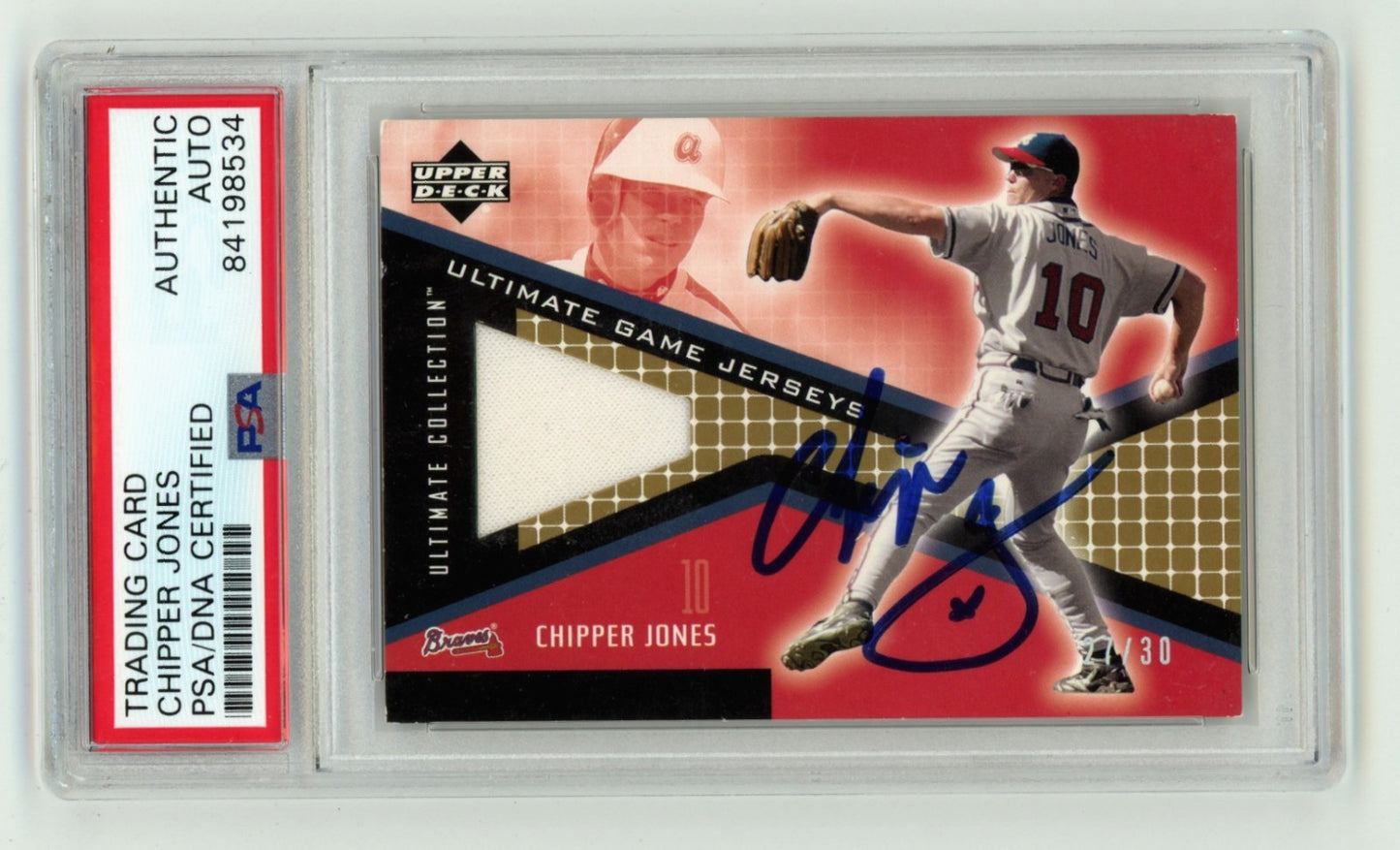 Chipper Jones Signed 2002 Upper Deck Ultimate Collection Patch Card /30
