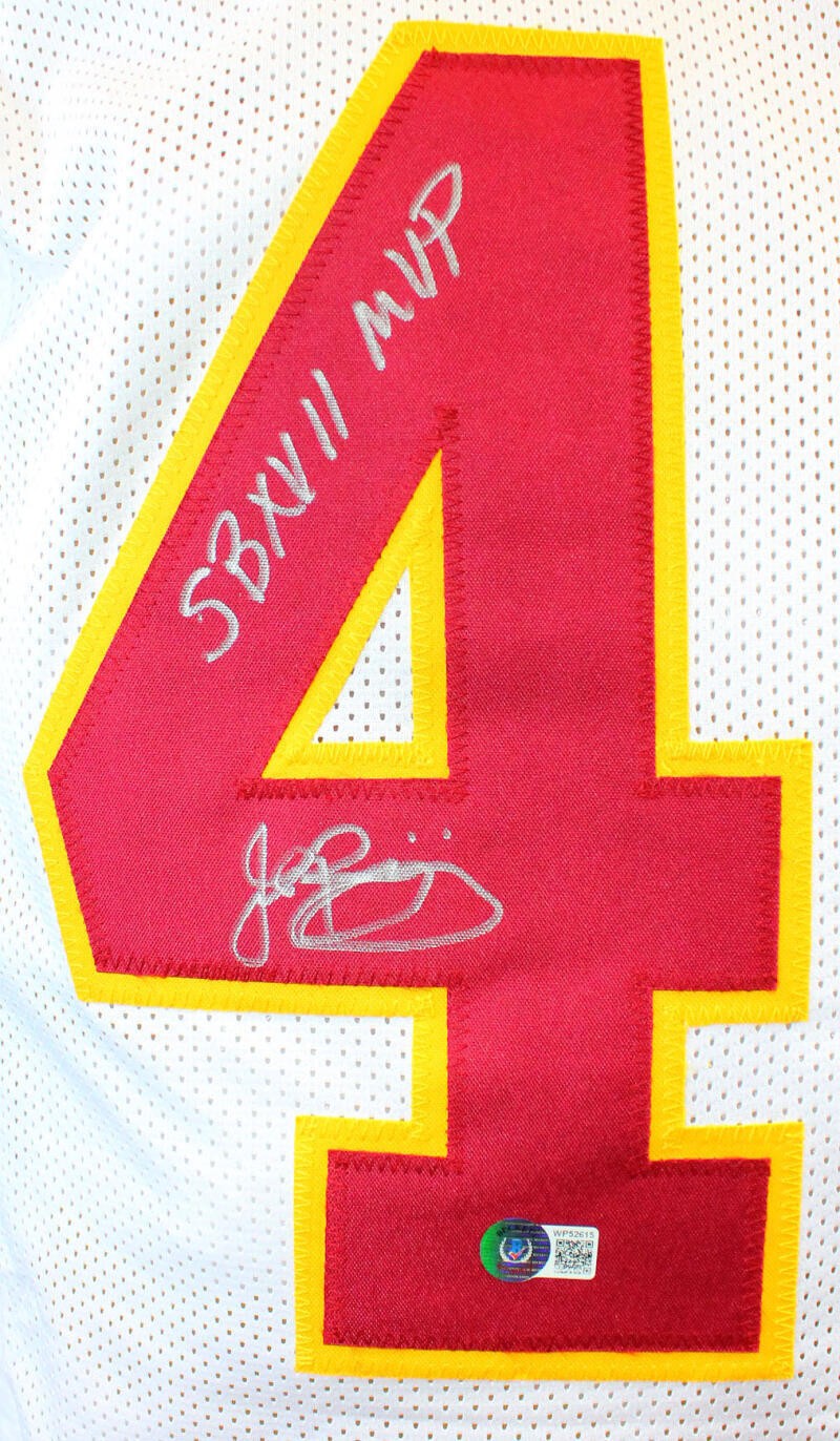John Riggins Autographed White Custom Jersey with "SB MVP" Inscription