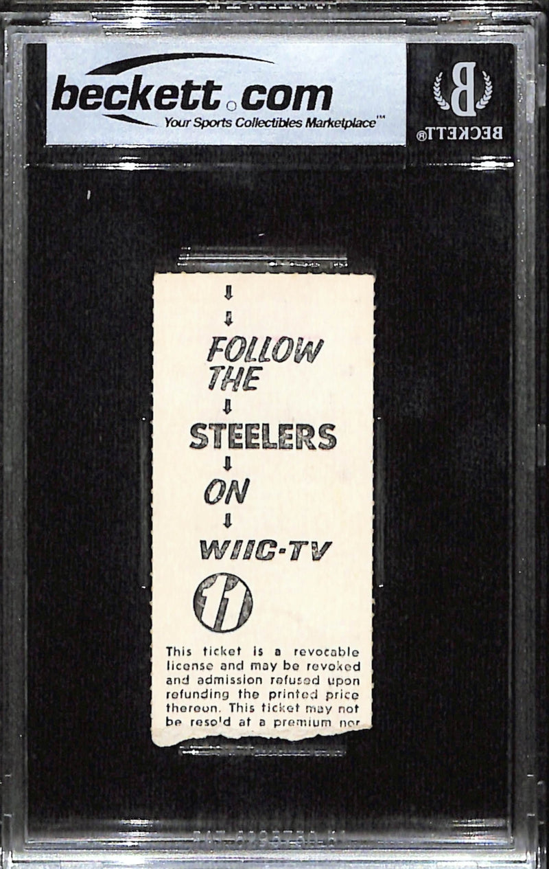 Jack Lambert Signed Pittsburgh Steelers 11/16/75 Ticket Stub (Beckett Slab)