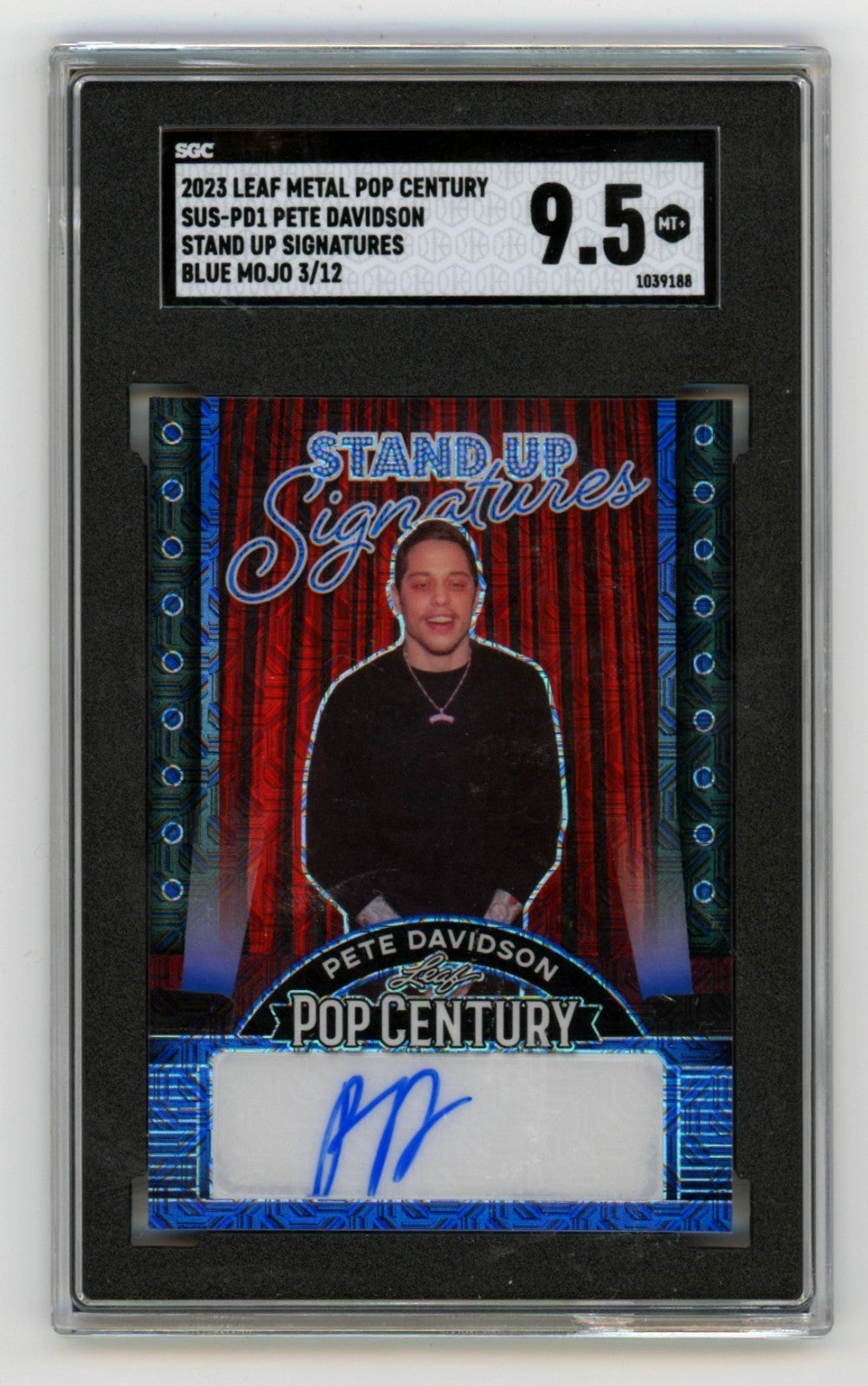 Pete Davidson Signed 2023 Leaf Pop Century Blue Mojo Card SGC 9.5 /12