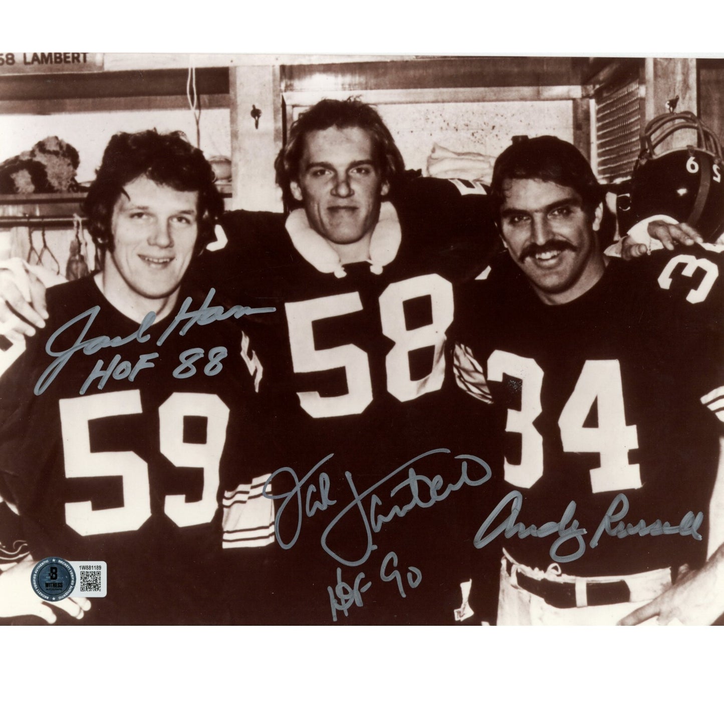 Jack Lambert, Andy Russell & Jack Ham Signed Pittsburgh Steelers 8x10 Photo
