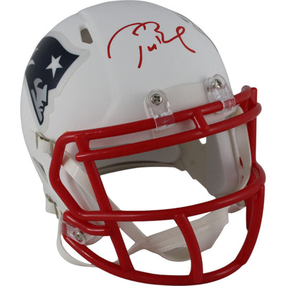 Tom Brady Signed New England Patriots Flat White Mini Helmet (Fanatics)