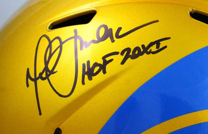 Marshall Faulk Signed Rams Full Size Flash Speed Helmet w/ 3 Inscriptions