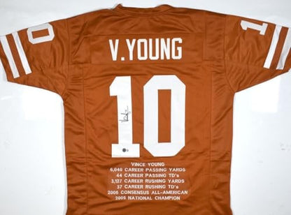 Vince Young Autographed Orange Custom Football Jersey