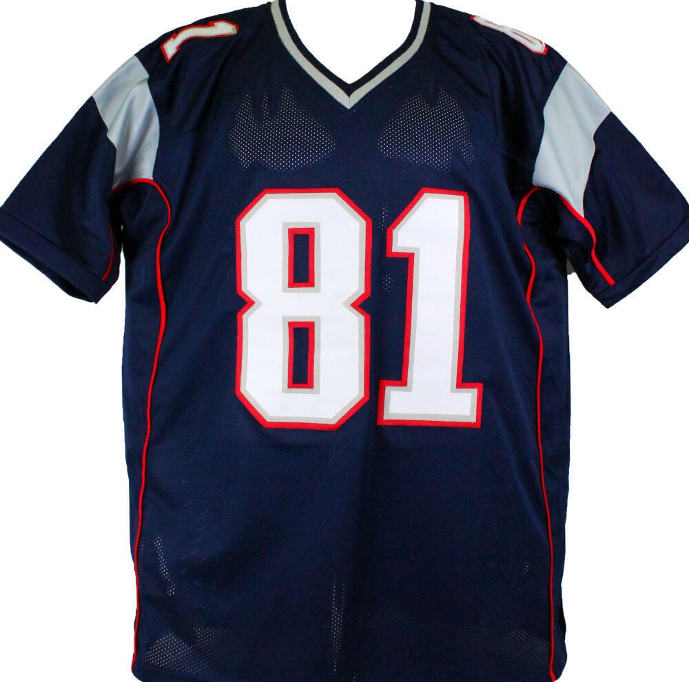 Randy Moss Autographed New England Patriots Custom Blue Jersey