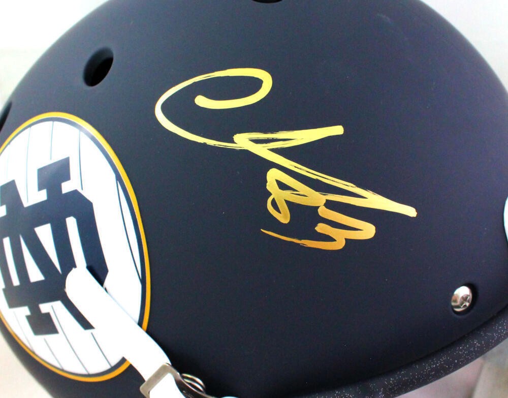 Chase Claypool Signed Notre Dame Blue Alternate Full Size Helmet