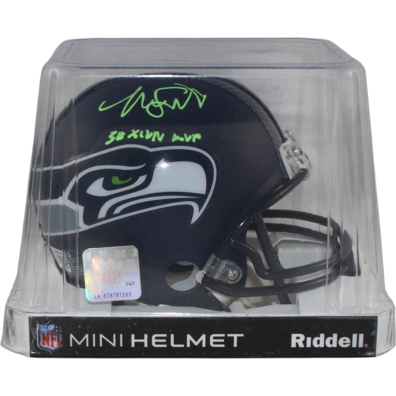 Malcolm Smith Signed Seattle Seahawks VSR4 Mini Helmet (SB MVP) BAS