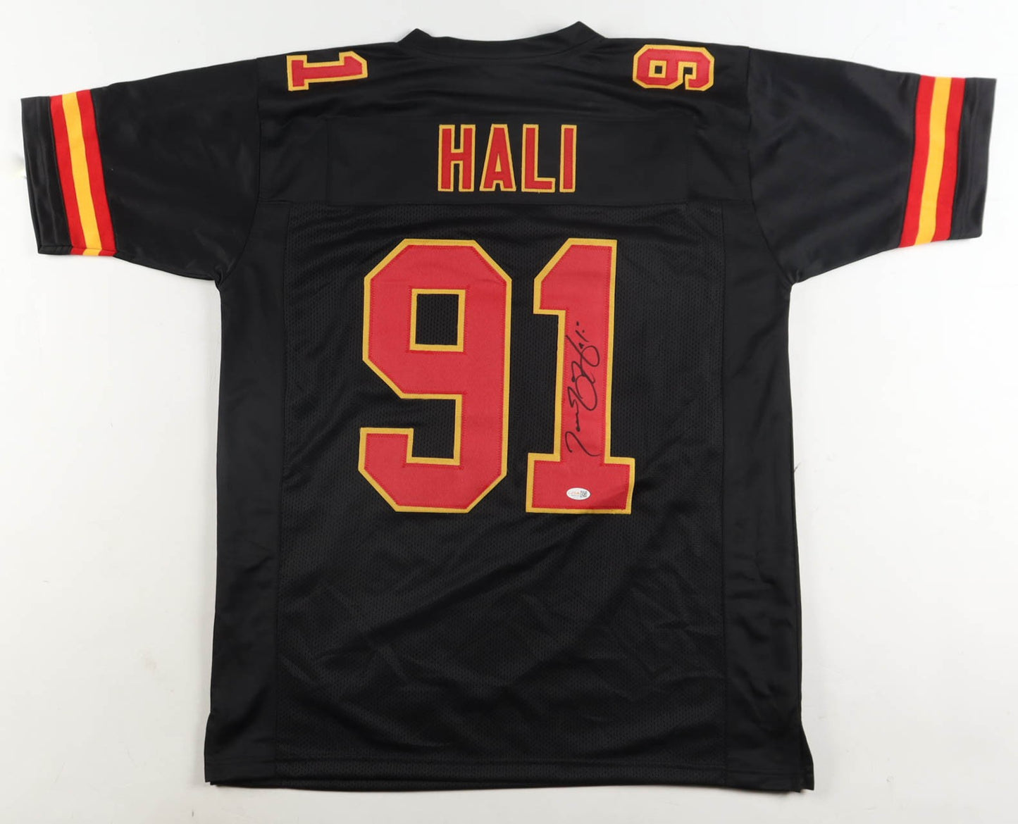 Tamba Hali Autographed Kansas City Chiefs Black Custom Jersey