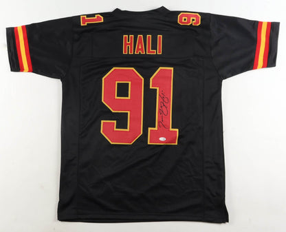 Tamba Hali Autographed Kansas City Chiefs Black Custom Jersey