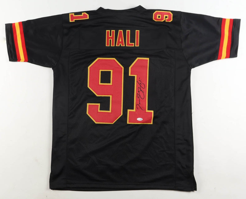 Tamba Hali Autographed Kansas City Chiefs Black Custom Jersey