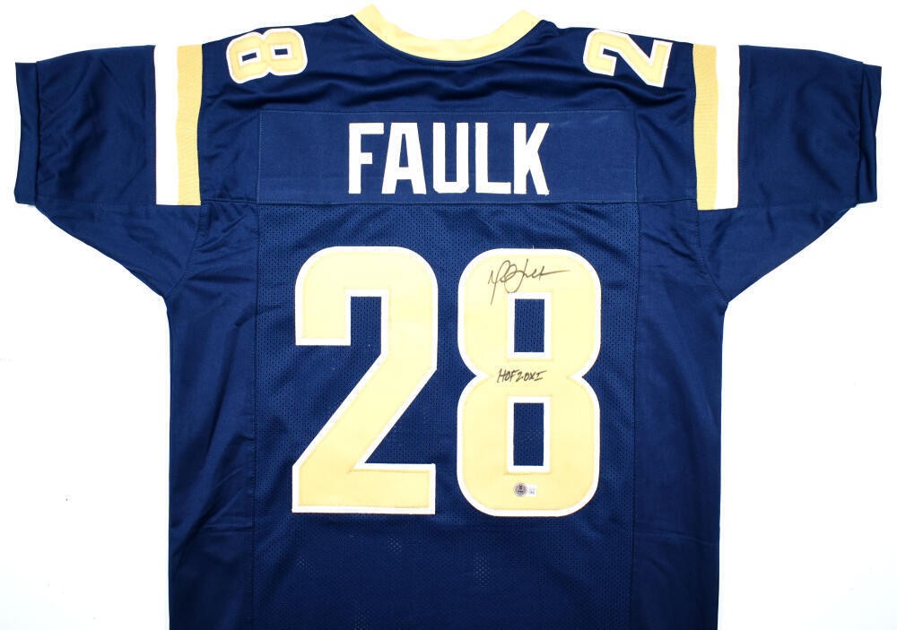 Marshall Faulk Signed St. Louis Rams Custom Blue Jersey