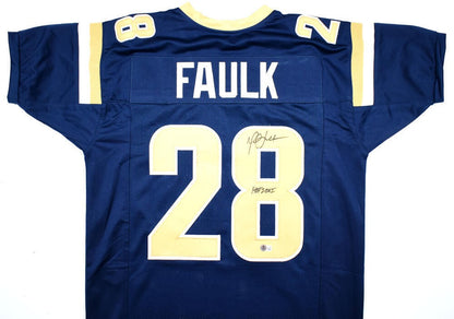 Marshall Faulk Signed St. Louis Rams Custom Blue Jersey