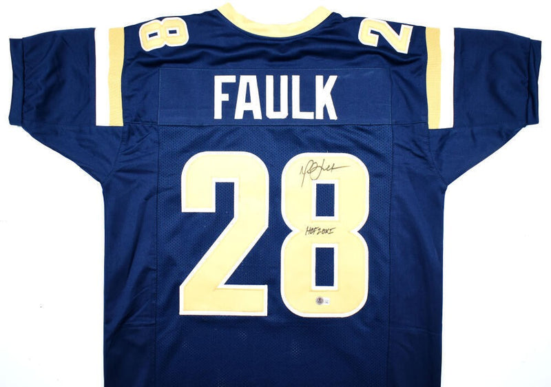 Marshall Faulk Signed St. Louis Rams Custom Blue Jersey