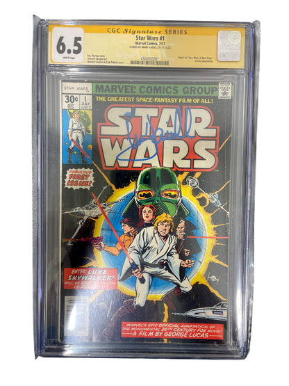 Mark Hamill Signed Marvel Star Wars #1 1977 Newsstand CGC 6.5 Comic