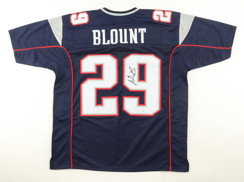 LeGarrette Blount Autographed New England Patriots Blue Custom Jersey