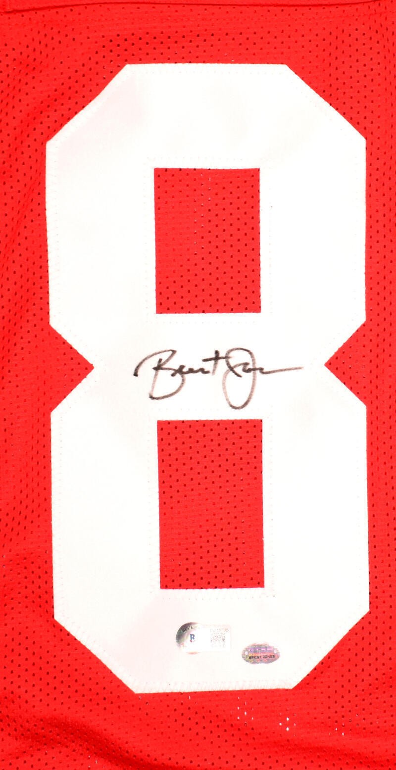 Brent Jones Autographed Red Custom Football Jersey