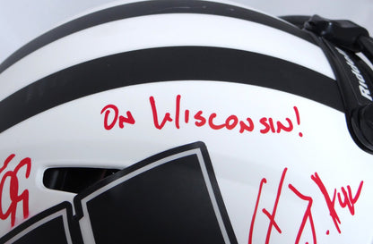 Derek, TJ & JJ Watt Signed Wisconsin Badgers Lunar Speed Authentic Helmet
