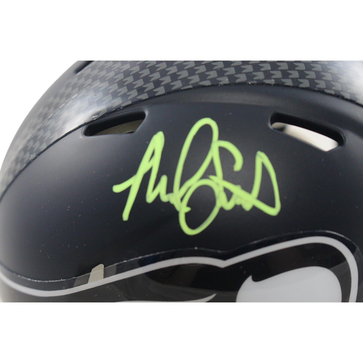 Malcolm Smith Signed Seattle Seahawks Throwback Mini Helmet Beckett Witnessed