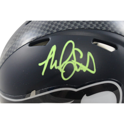 Malcolm Smith Signed Seattle Seahawks Throwback Mini Helmet Beckett Witnessed
