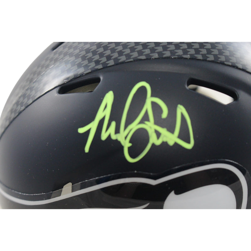 Malcolm Smith Signed Seattle Seahawks Throwback Mini Helmet Beckett Witnessed