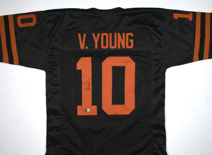 Vince Young Signed Black Texas College Style Custom Jersey