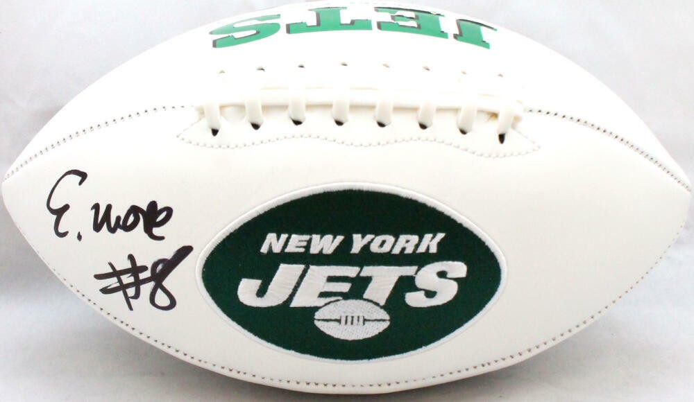 Elijah Moore Autographed New York Jets Black Logo Football