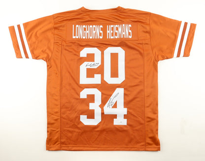 Ricky Williams & Earl Campbell Dual Signed Texas Longhorns Orange Jersey