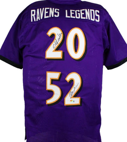 Ray Lewis & Ed Reed Signed Baltimore Ravens Purple Custom Jersey
