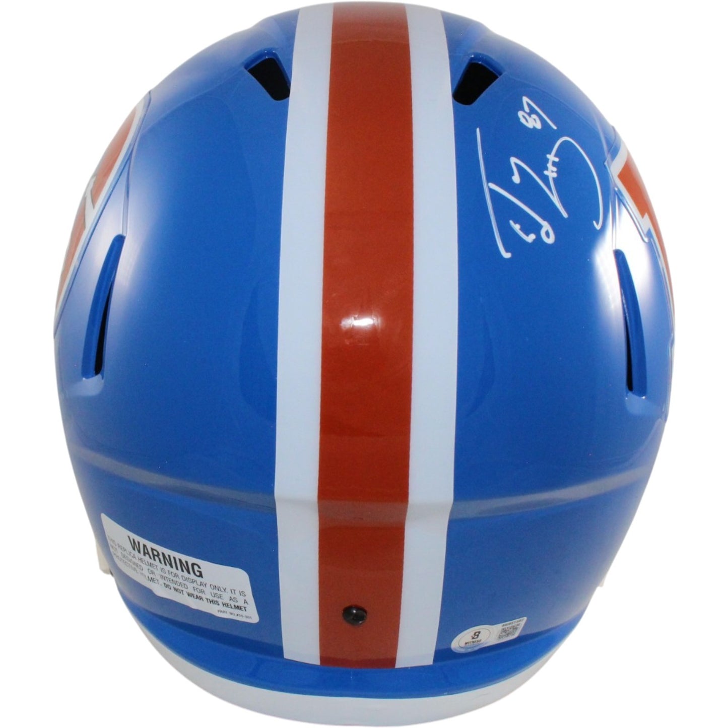 Ed McCaffrey & Rod Smith Signed Denver Broncos Full Size Throwback Helmet
