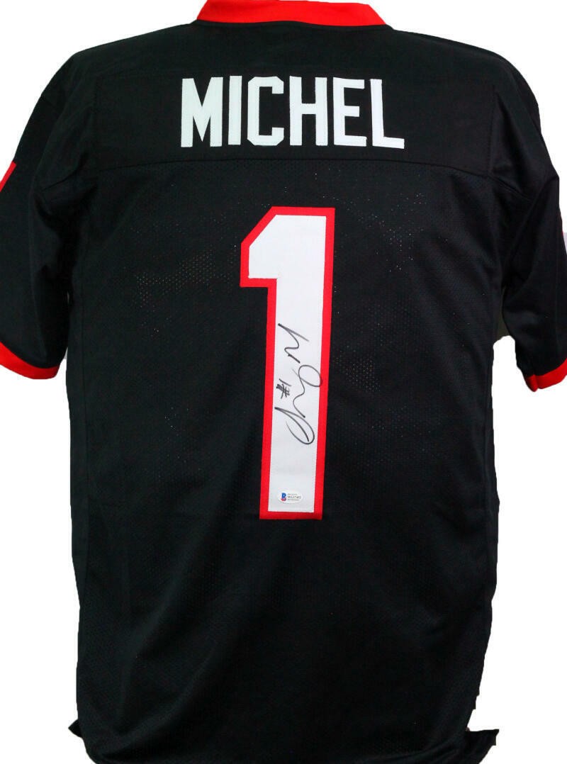 Sony Michel Autographed Georgia Bulldogs Black Custom Jersey