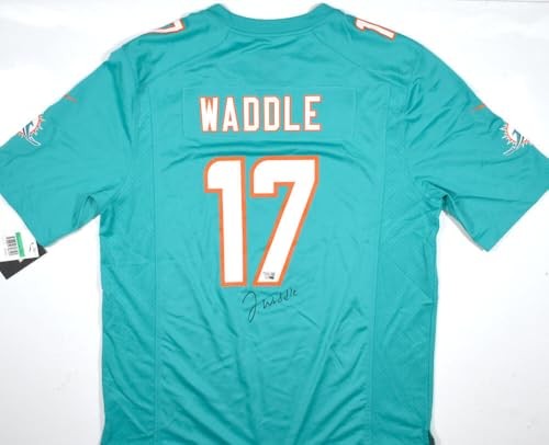 Jaylen Waddle Autographed Miami Dolphins Teal Nike Game Jersey