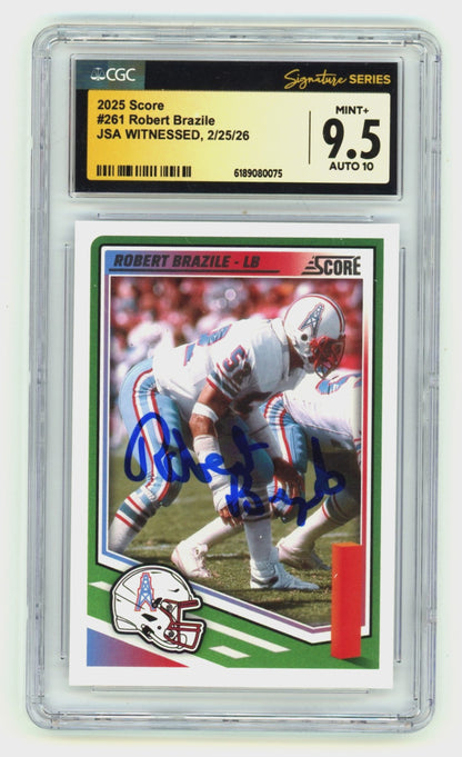 Robert Brazile Signed 2025 Score #261 Houston Oilers Card CGC 10 Auto