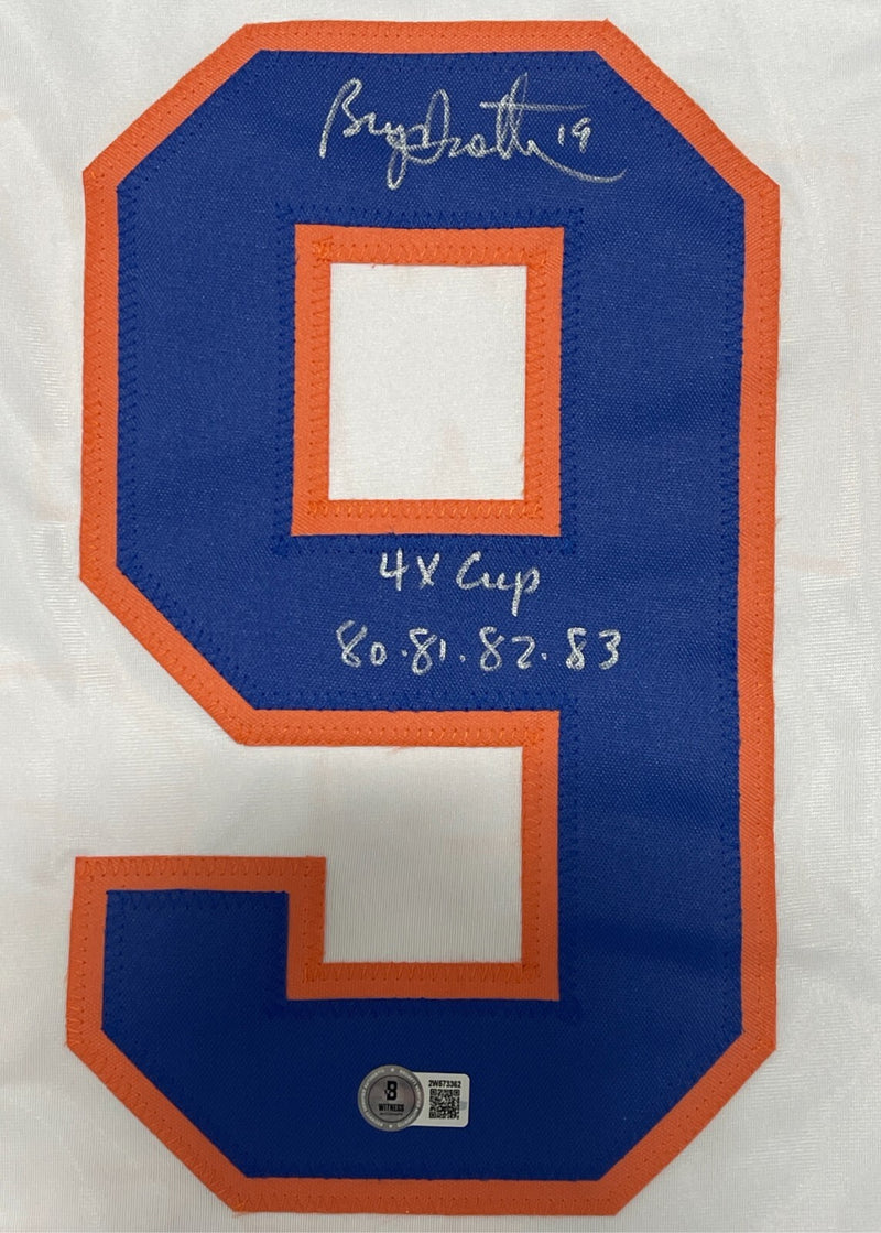 Bryan Trottier Signed New York Islanders Custom Jersey (4x Cup) Beckett