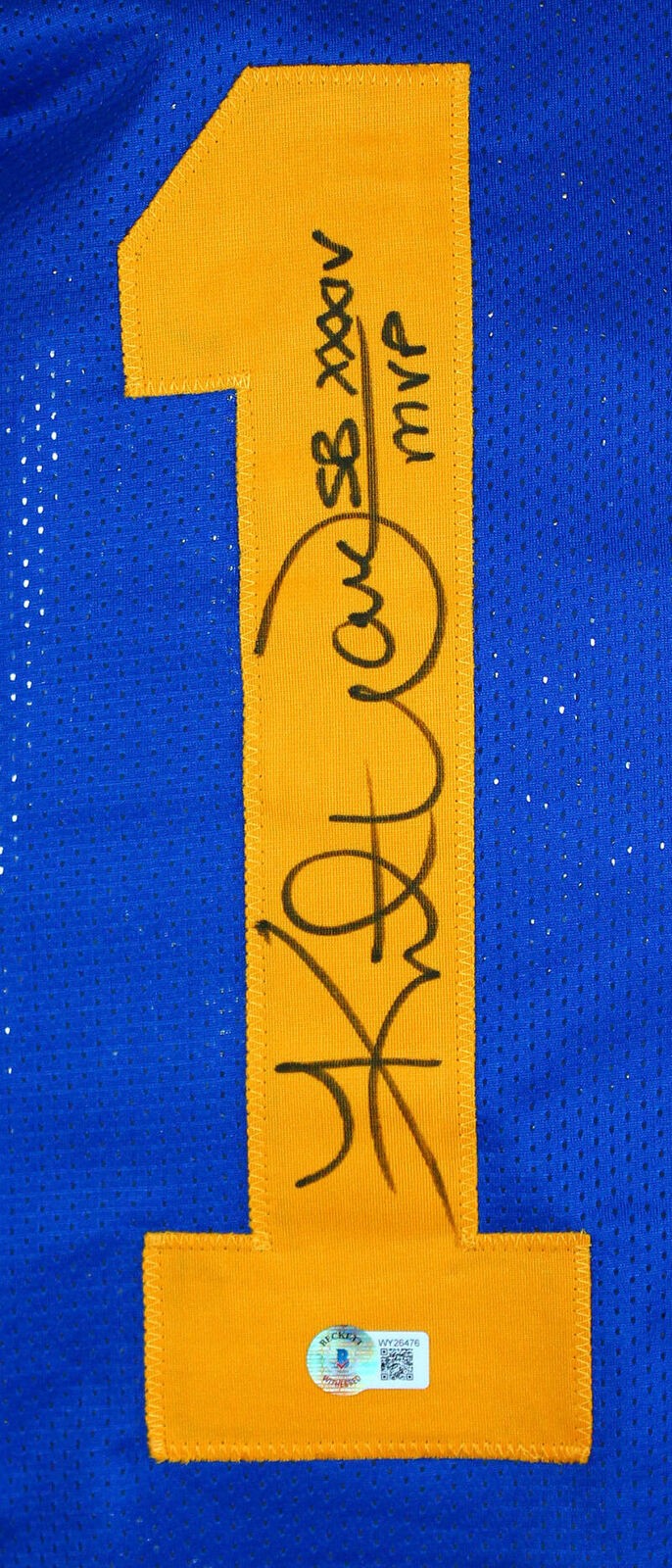 Kurt Warner Signed St. Louis Rams Custom Jersey Inscribed SB MVP