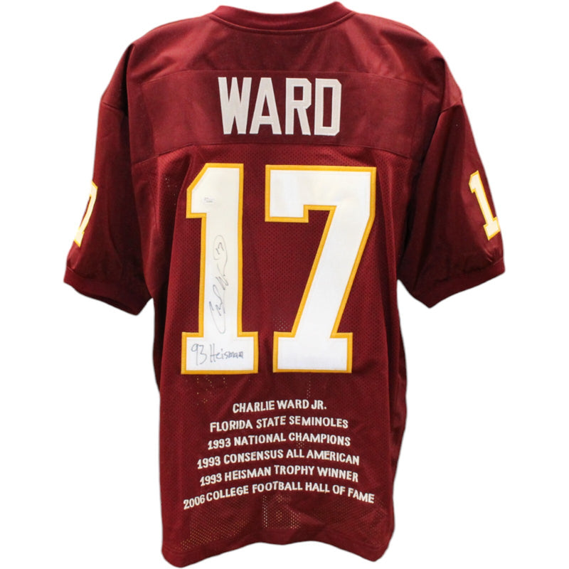 Charlie Ward Autographed Custom Heisman Stat Jersey (JSA COA)