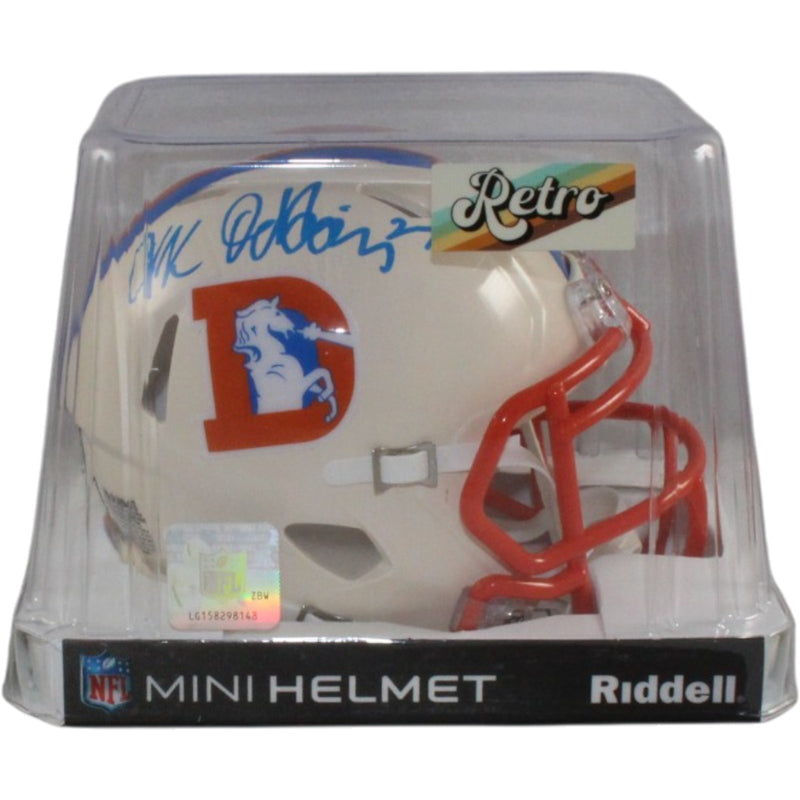 JK Dobbins Signed Denver Broncos Retro Mini Helmet