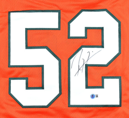 Ray Lewis Autographed University of Miami Custom Orange Jersey