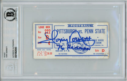 Tony Dorsett Signed Pittsburgh Panthers 1976 Heisman Slabbed Ticket