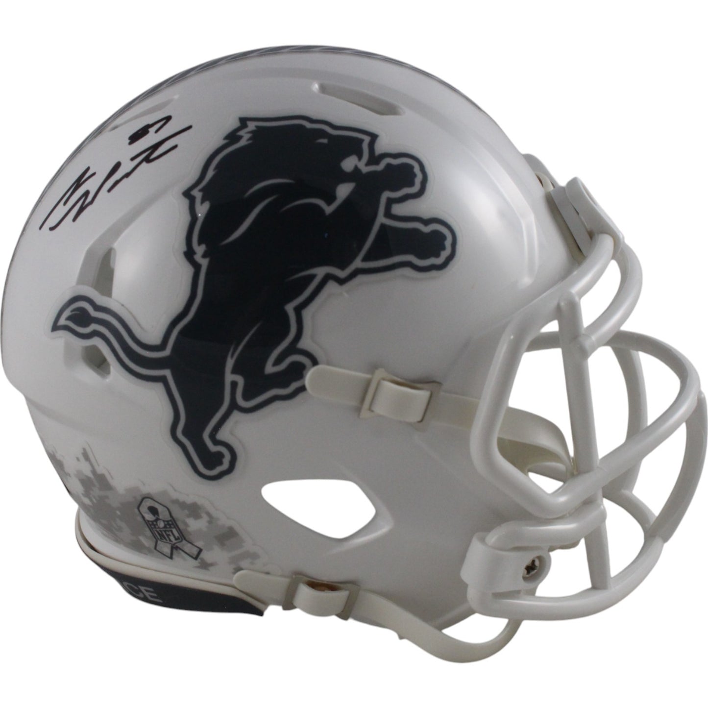 Sam LaPorta Signed Detroit Lions 2024 Salute to Service Mini Helmet Beckett