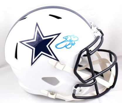 Emmitt Smith Signed Dallas Cowboys Full Size Flat White Speed Helmet