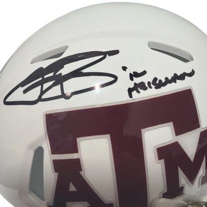 Johnny Manziel Signed Texas A&M Mini Helmet - 2012 Heisman Inscription