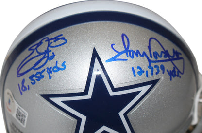 Emmitt Smith & Tony Dorsett Signed Dallas Cowboys VSR4 Mini Helmet