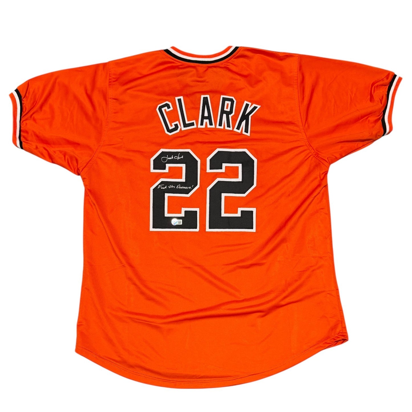 Jack Clark Signed San Francisco Giants Custom Jersey - F**k the Dodgers