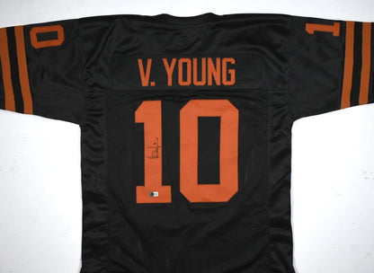 Vince Young Signed Black Texas College Style Custom Jersey