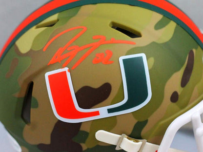 Ray Lewis Signed Miami Hurricanes Camo Speed Mini Helmet
